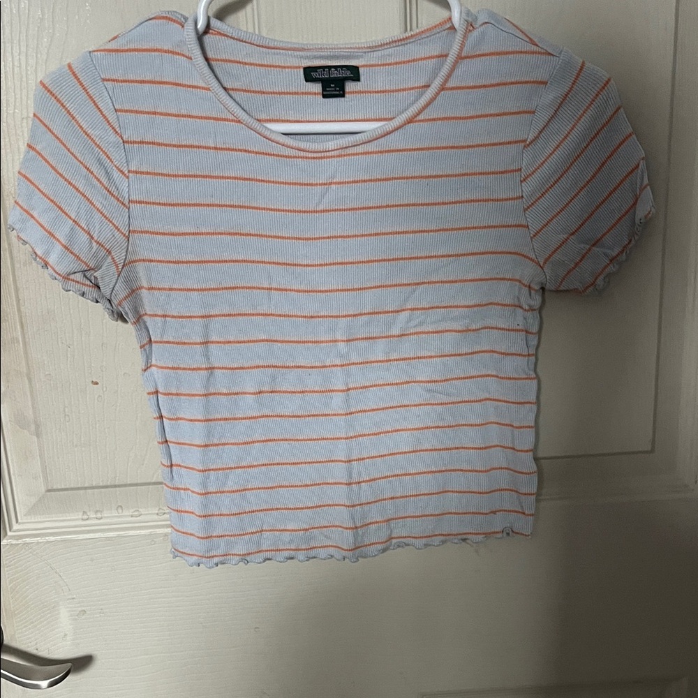 Wild Fable Striped Crop Top in White and Orange